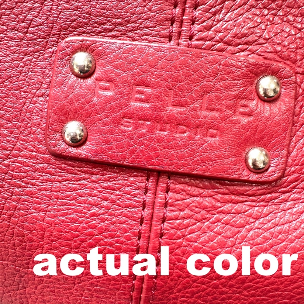 bag PELLE WILSONS LEATHER red peppled crossbody square 10x10x3 vintage zip close - Picture 8 of 12